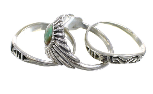 Silver Turquoise Stackable Ring Set Size 5-1/4 AX87348